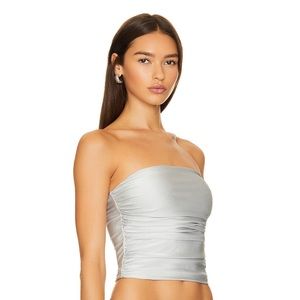Revolve Silver Strapless Top